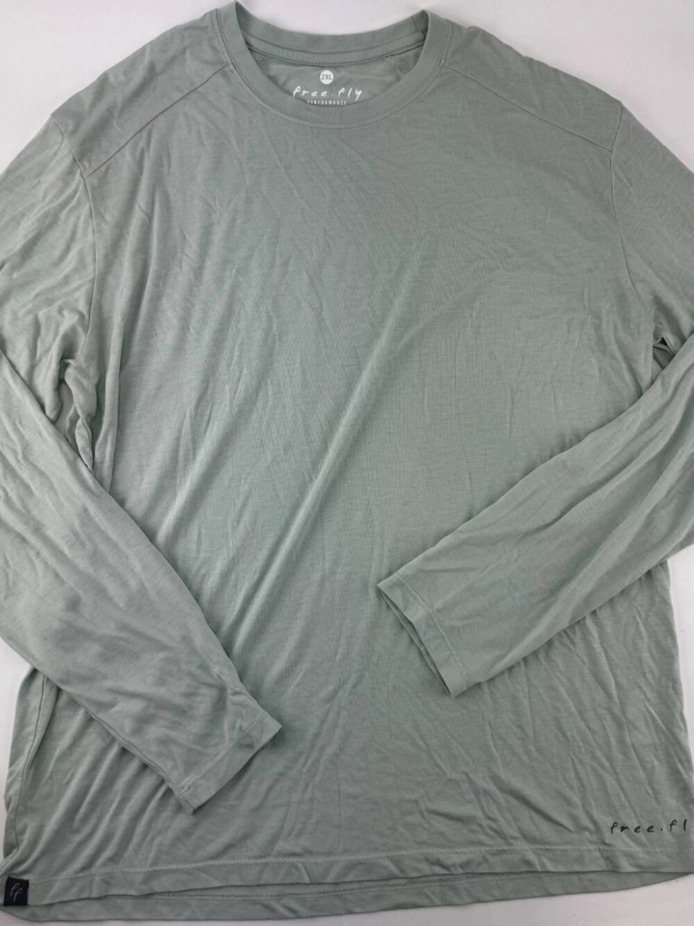 Free Fly Shirt Mens 2XL Crew Long sleeve Bamboo Performance Stretch Light Green